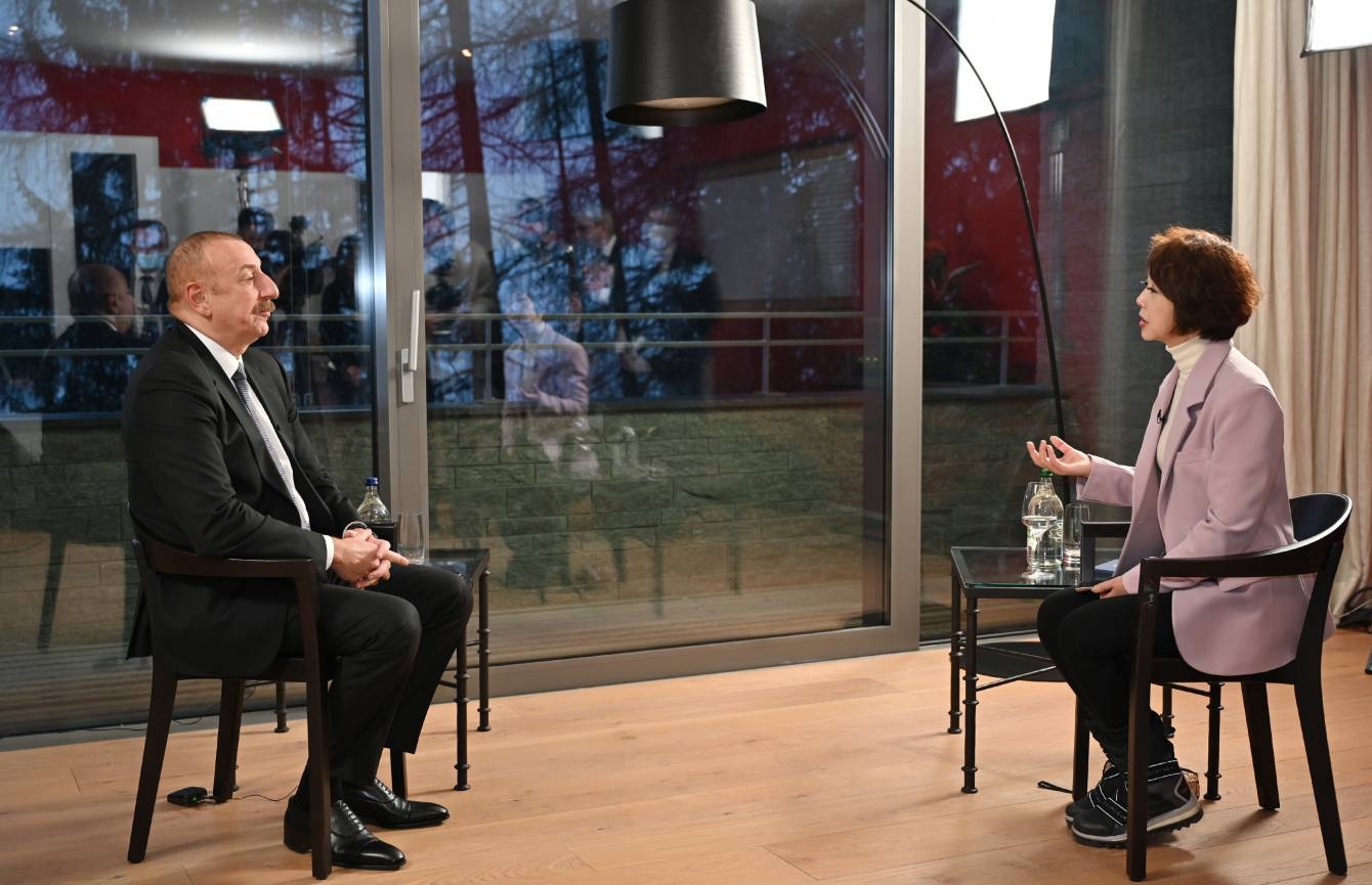 Prezident İlham Əliyev 2023-cü il 17 yanvar tarixində Davosda Çinin CGTN (China Global Television Network) televiziya kanalına müsahibə verib